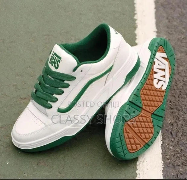 New Skool Van White Leather With Green · Photo 1