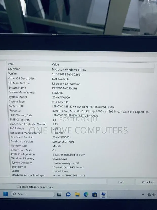 Laptop Lenovo ThinkPad T490s 8GB Intel Core i5 SSD 256GB · Photo 1