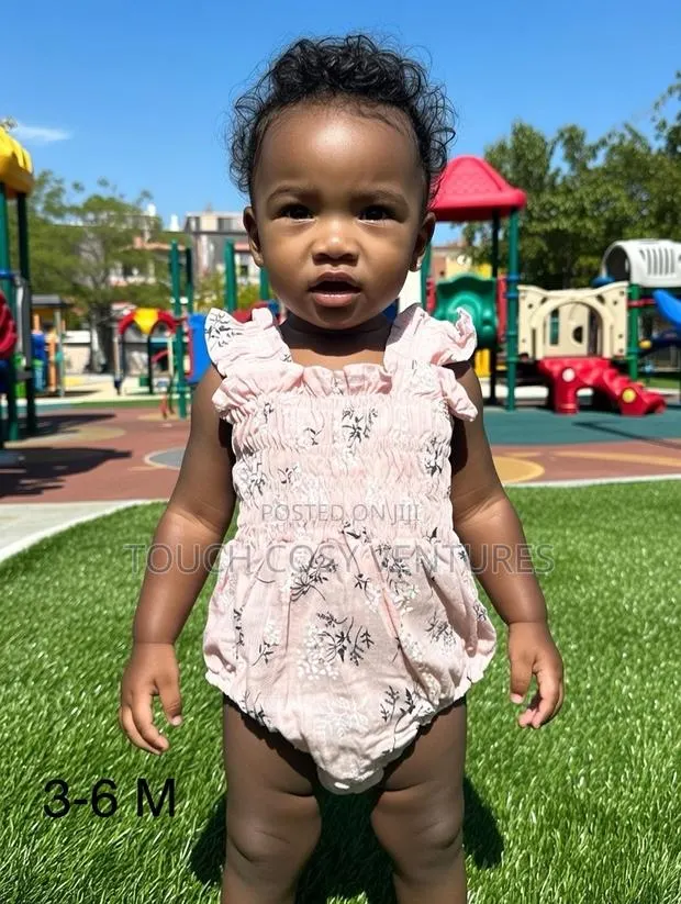 Light Pink Floral Ruffle Romper (3–6 M) · Photo 1