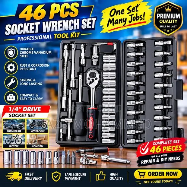 46-Piece Socket Wrench Set, Car / Motor Repair Tools Set · Photo 1
