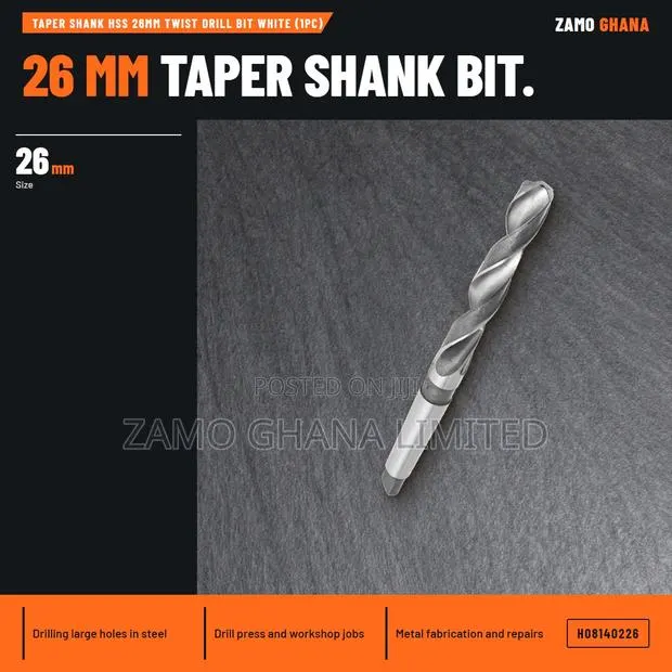 Taper Shank HSS 26Mm Twist Drill Bit White (1Pc) - H · Photo 1