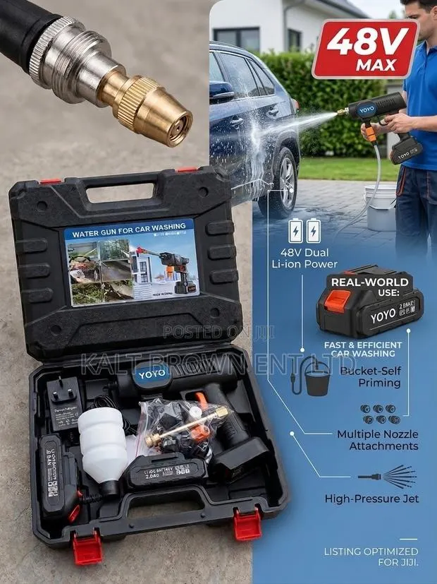 High-Pressure Cordless Car Washer Kit (YOYO 48v/2.0Ah Dual Battery Set · Photo 1