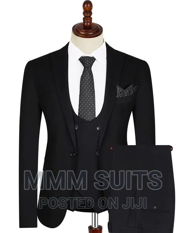 Classic 3-Piece Men Official Suit in Black and Blue-Black · Photo 1