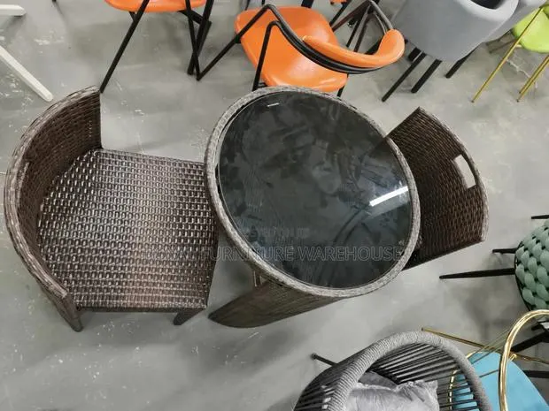 Space-Saving Round Rattan Bistro Set,(2 Seater Dining Set) · Photo 4