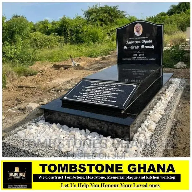 Granite Tombstone With White Stones · Photo 1