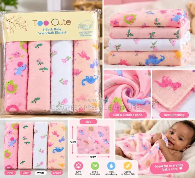 Too Cute 4-Piece Baby Washcloth Set