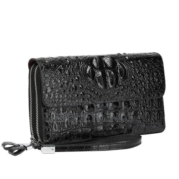 Crocodile Leather Double Zipper Handbag · Photo 1