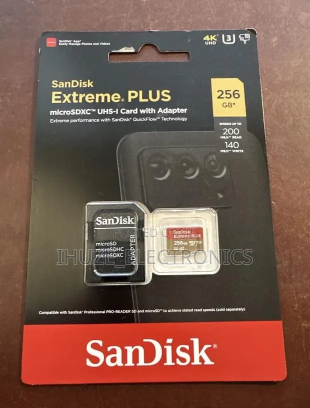 New SanDisk Extreme PLUS 256GB microSDXC UHS-I. R/W Up to 200/140mb/S · Photo 1