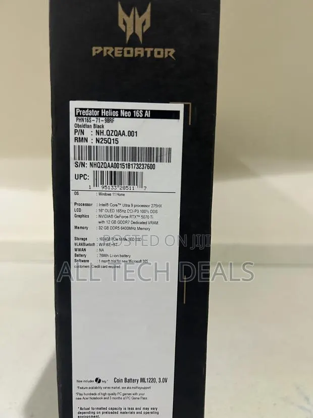Laptop Acer Predator Helios Neo 16 32GB Intel Core Ultra 9 SSD 1T · Photo 1
