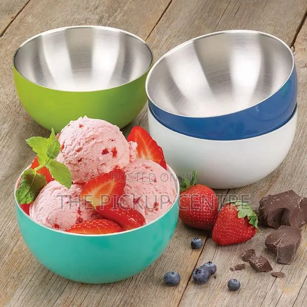 Stainless-Steel Double-Wall Bowl Set, 4 Pack Assorted Colors · Photo 1