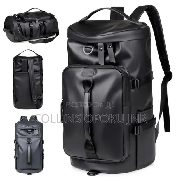 Multi-Purpose Leather Travel Backpack With Shoe Compartment - Black · Photo 1