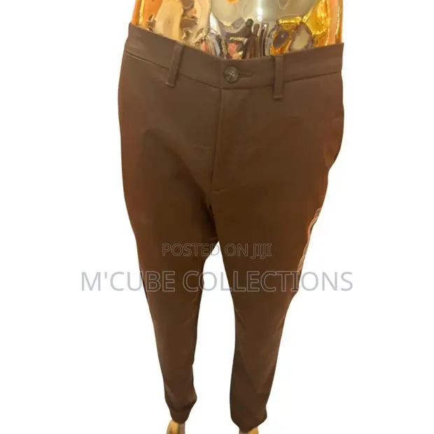 Men's Slim Fit Brown Trousers · Photo 1