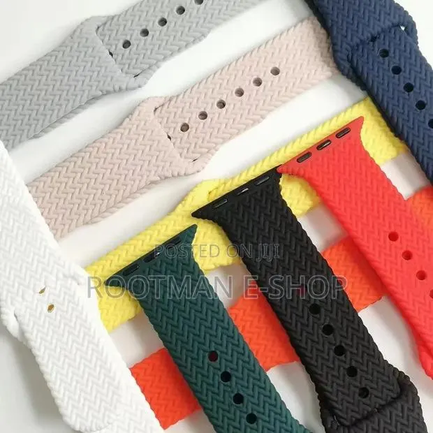 Woven Pattern Silicone Snap Watch Band for Apple Watch Series 42- 46mm · Photo 1
