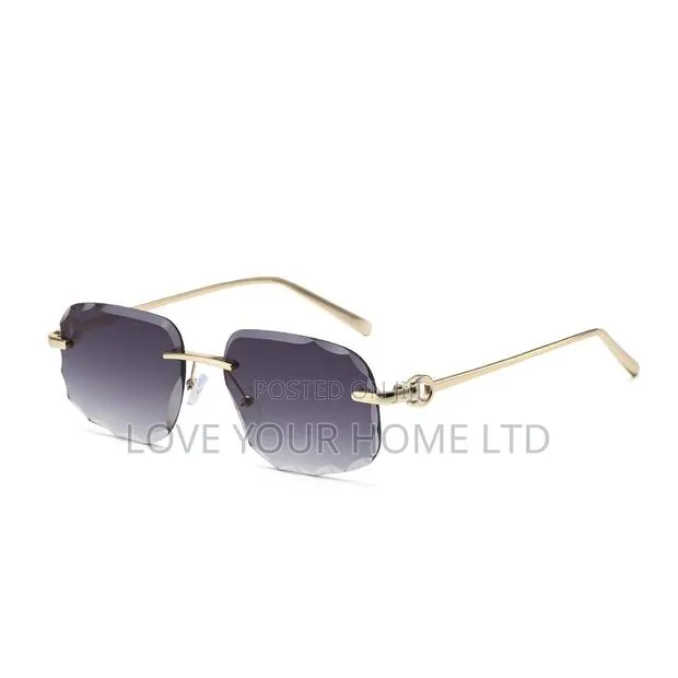 Rimless Fashion Sunglasses – Purple Gradient Lens Gold Frame · Photo 1