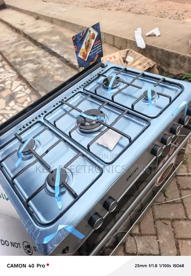 Unitek 90*60 5Burner Gas Cooker Oven + Grill + Auto Ignition · Photo 1
