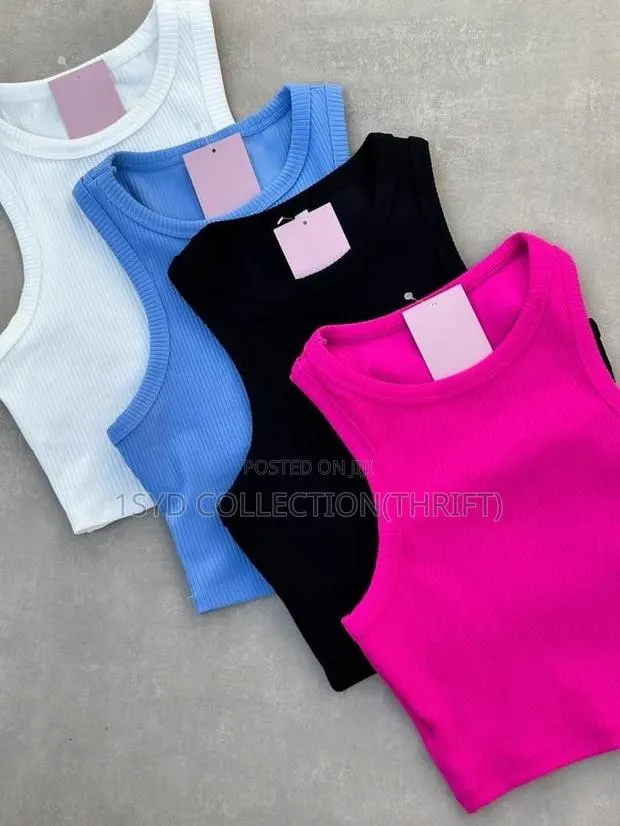 Ribbed High-Neck Tank Crop Tops - 1sydthrift · Photo 1