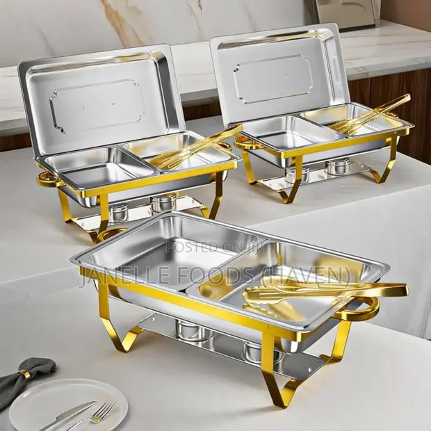 Renting! Gold-rimmed Multi-compartment Chafers (Double Or Triple Pans) · Photo 1