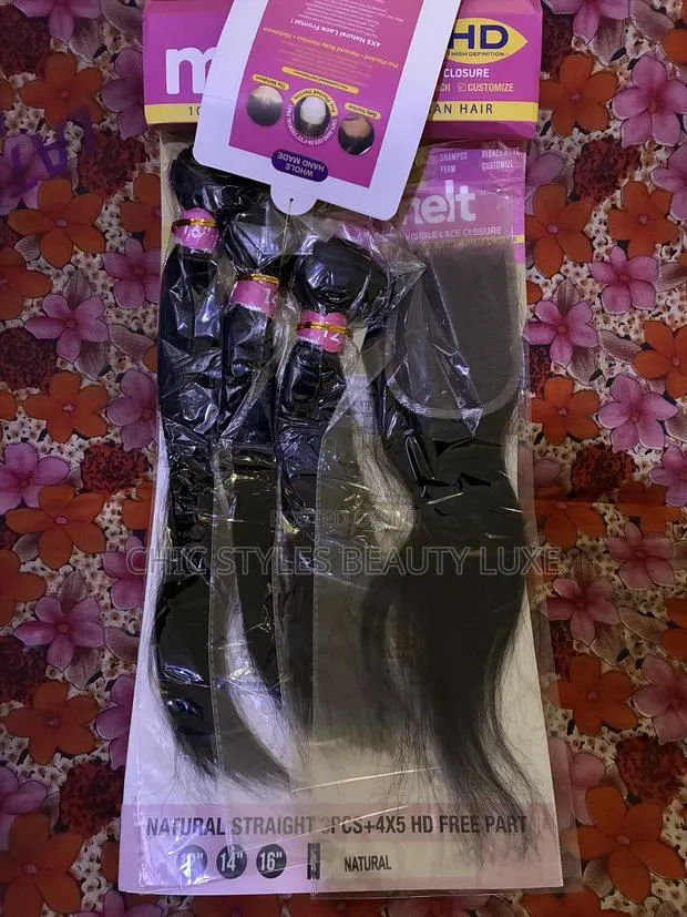 Virgin Remy Human Hair Melt Natural Straight 3pcs · Photo 1
