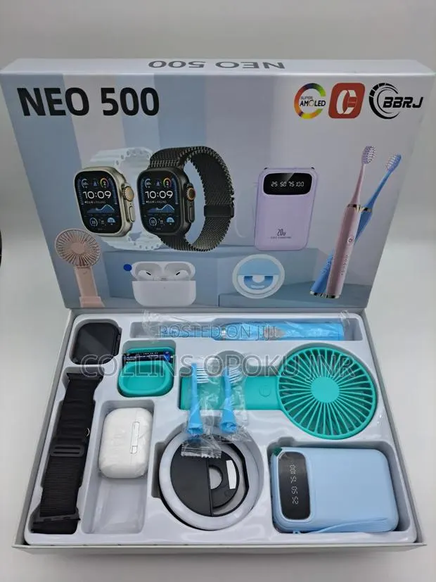 NEO 500 Smart Watch Combo Gift Set [Airpod, P. Bank, Fan, Brush - BLUE · Photo 2
