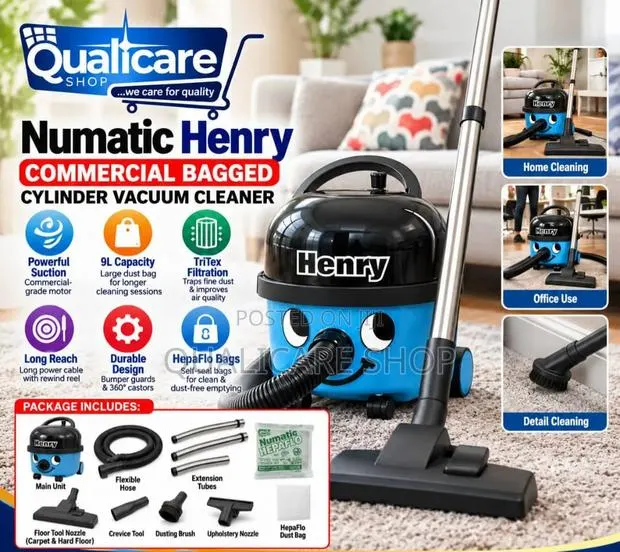 Numatic Henry Commercial Bagged Cylinder Vacuum Cleaner (Blue) · Photo 1
