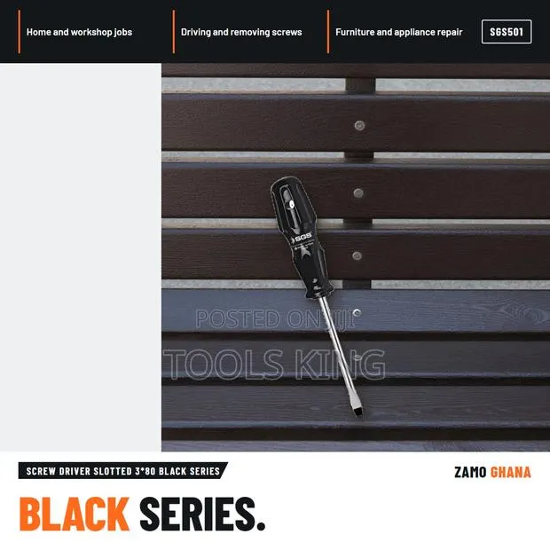 Screw Driver Slotted 3*80 Black Series - SGS501 · Photo 1