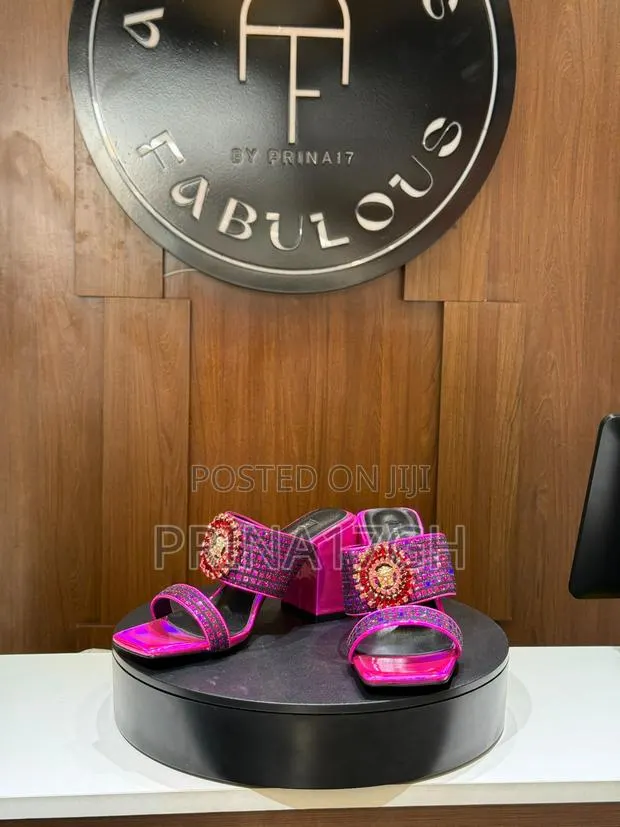 Fuchsia Pink Block Heel Mules · Photo 1