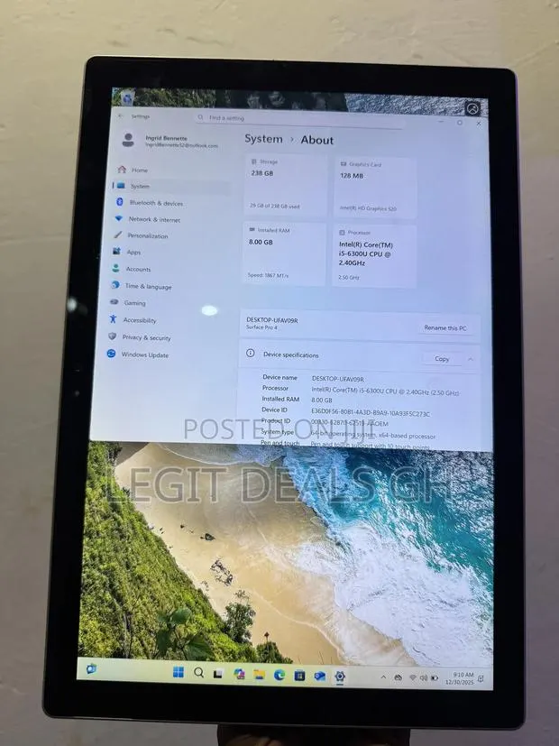 Laptop Microsoft Surface Pro 4 4GB Intel Core I5 SSD 128GB · Photo 4
