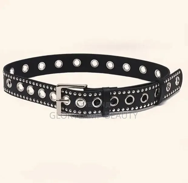 Punkrock Double-Row Studded Eyelet Belt Unisex Gothic Streetwear Style · Photo 1
