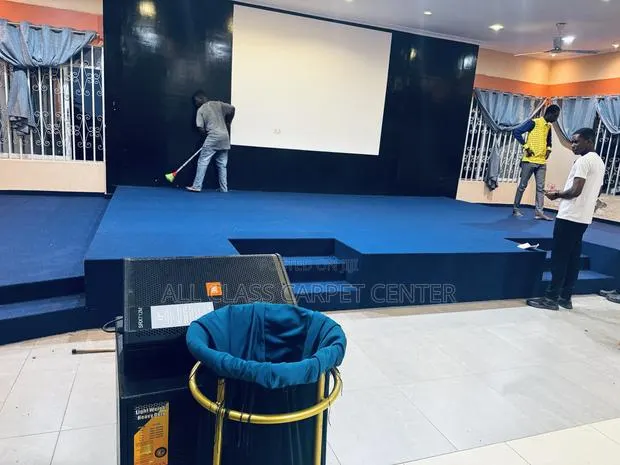 Quality and Thick Floor Dark Blue Carpet for Church Auditorium · Photo 1