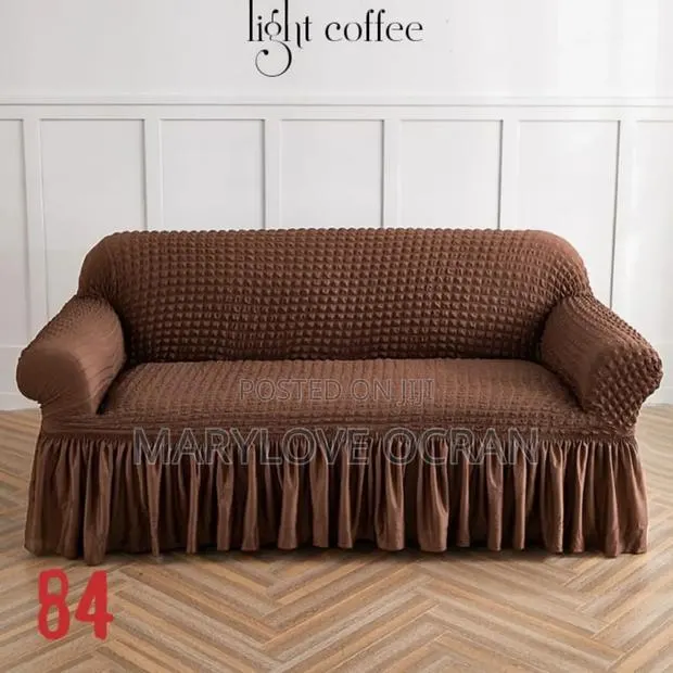 Bubbles Light Coffee Skirt Sofa Covers (Set) · Photo 1