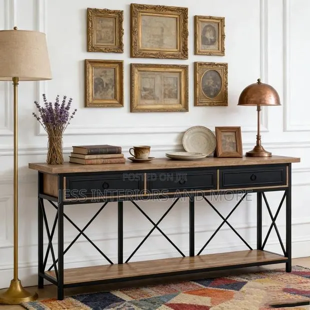 Console Table Sofa With Storage Drawers Black · Photo 1