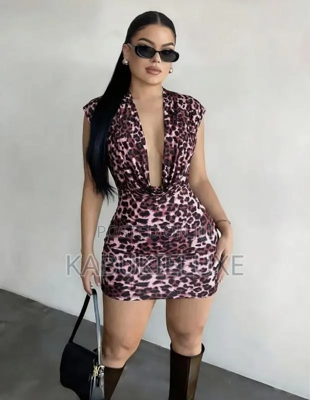 Burgundy Leopard Print Mini Dress · Photo 1