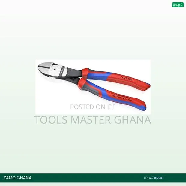 Diagonal Side Cutting Plier 200mm High Leverage Red/Blue - K- · Photo 1