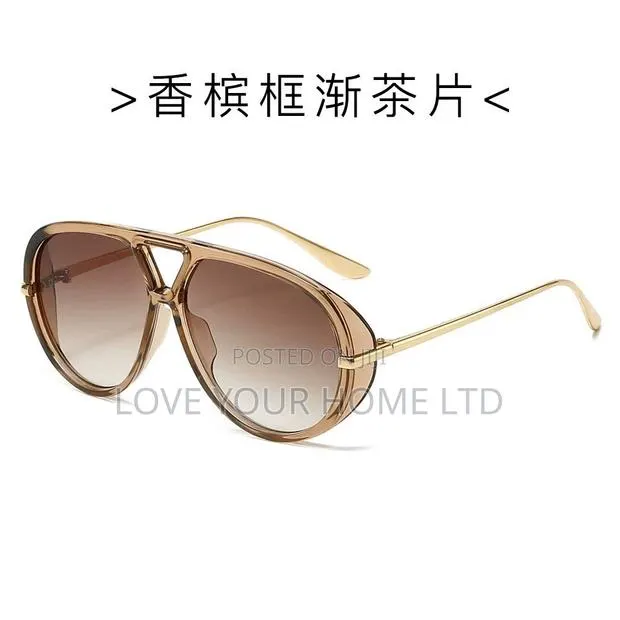 Fashion Aviator Sunglasses – Brown Gradient Lens Gold Frame · Photo 1