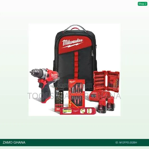 12v Sub Compact Percussion Drill 12v 2b 2a +Acc Kit 493 - M12fpd-202bh · Photo 1