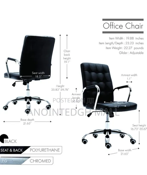 Leather Swivel Chair - Black · Photo 1