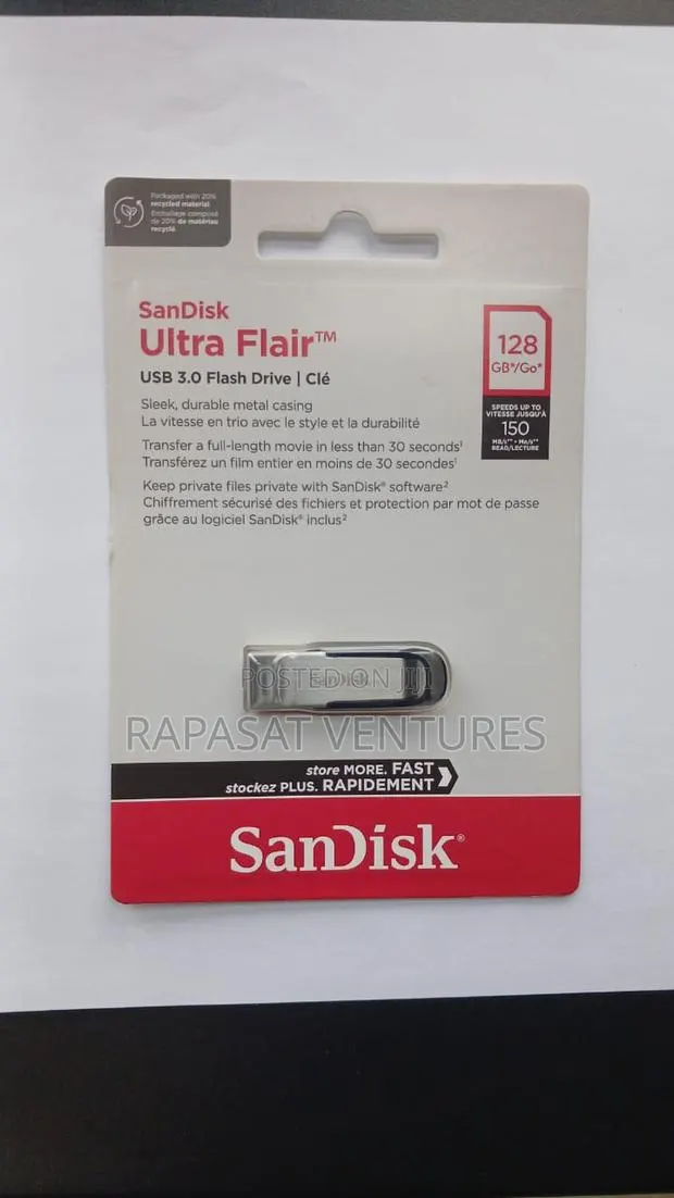 SanDisk Ultra Flair USB 3.0 Flash Drive - 128GB (Black) · Photo 1