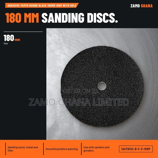 Abrasive Paper Round Black 180Mm 100P With Hole - SAITDISC-B-C-X-100P · Photo 1