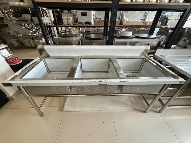 Commercial Stainless Steel Tripple Sink · Photo 1