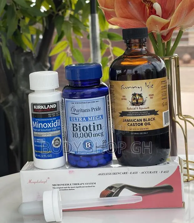 Hair Growth Set- Kirkland Minoxidil + Derma Roller + Biotin · Photo 1