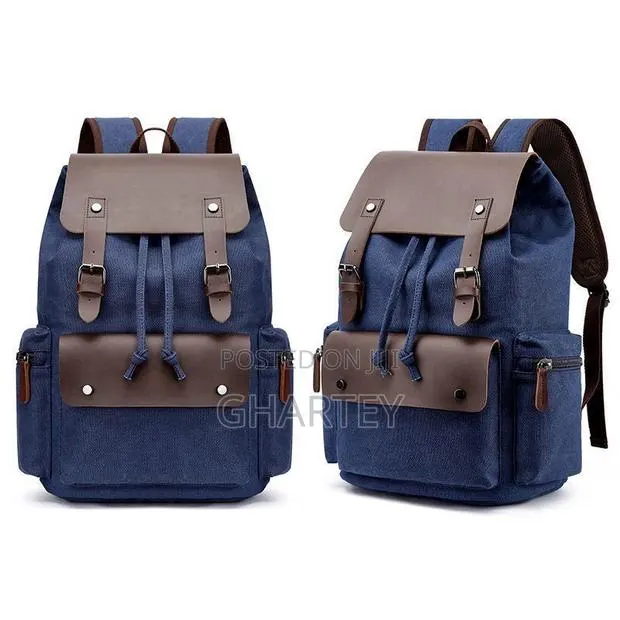 Retro Vintage Canvas Backpack Blue · Photo 1