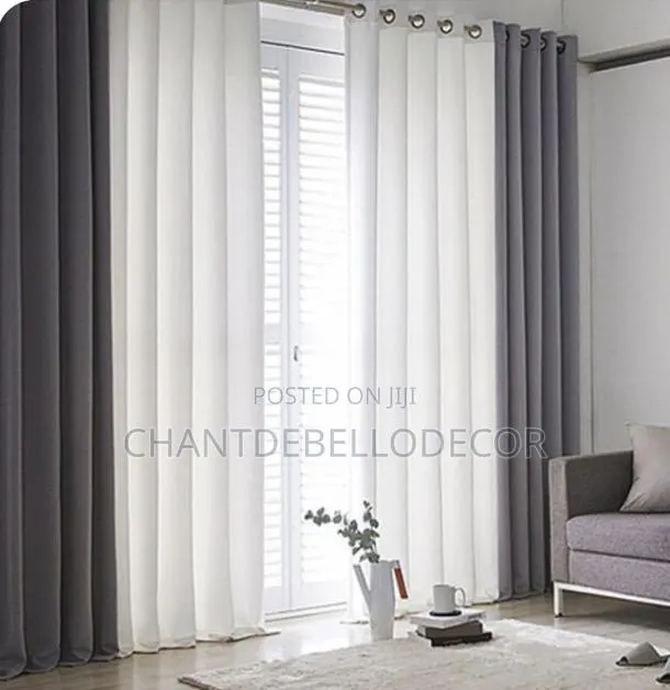 Color Optional for 2pcs Blackout Curtains With White Transparent Voile · Photo 1
