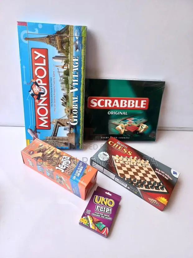 Chess + Scrabble + Jenga + Monopoly + Uno Flip · Photo 1