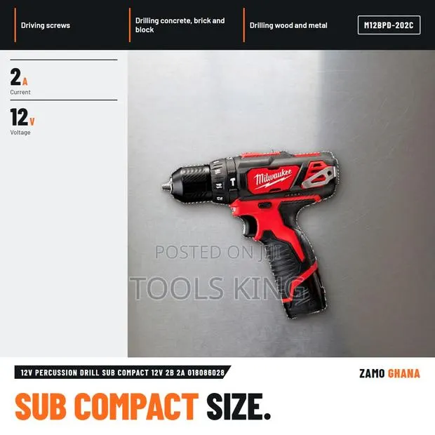 12V Percussion Drill Sub Compact 12V 2B 2A - M12bpd-202c · Photo 1