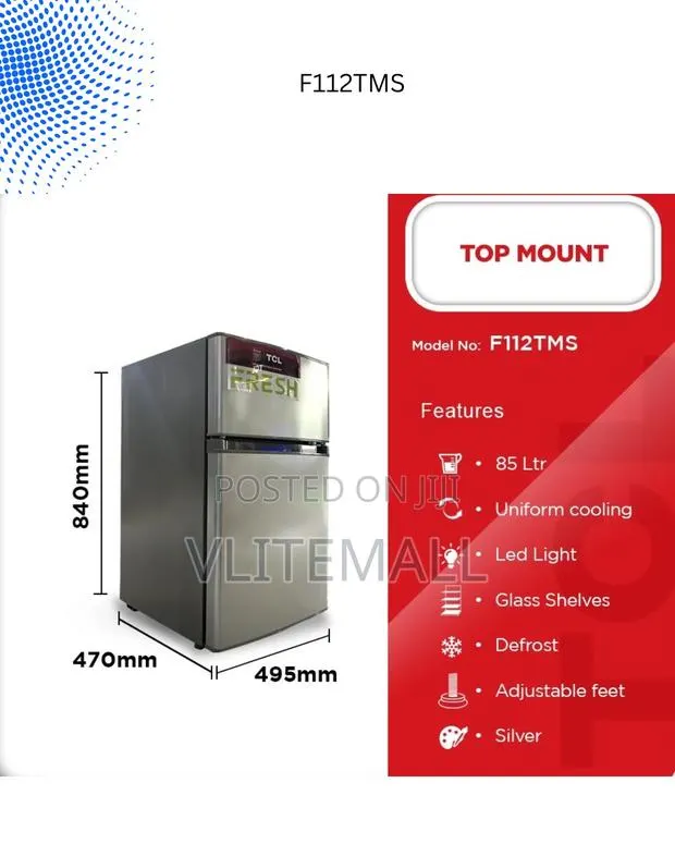 TCL Top Mount Refrigerator F112tms · Photo 1