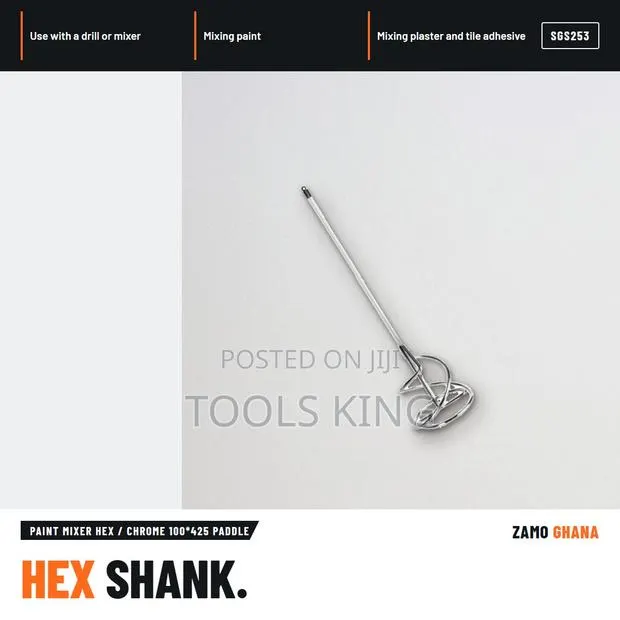 Paint Mixer Hex / Chrome 100*425 Paddle - SGS253 · Photo 1