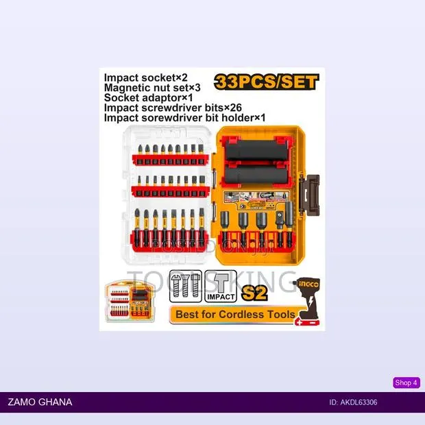33 PCS Impact Screwdriver Bits and Sockets - Akdl63306 · Photo 1