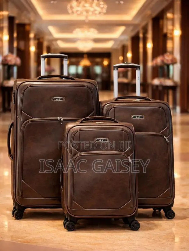 3set Ak. Trolling Leather Durable Luggages in Coffee Brown Color · Photo 1