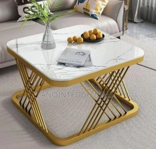 Exotic Faux Marble (MDF Wood)Centre Table - White/Gold · Photo 1