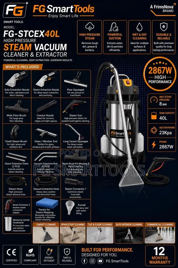 High Pressure Steam Wet Dry Vacuum Cleaner 4in1
